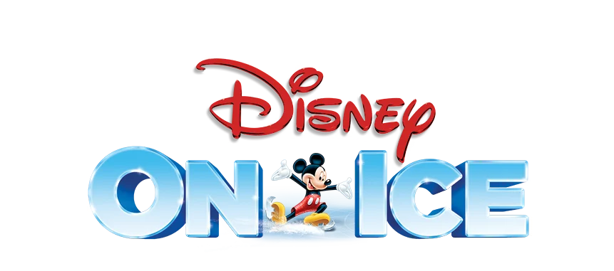 Disney On Ice logo with Mickey Mouse skating across icy blue letters.