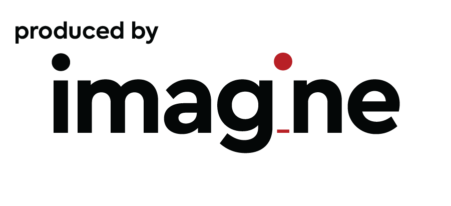 Produced by Imagine logo: bold black word 'imagine' with a red dot on the first 'i' and a red underscore under the 'g', on a white background.
